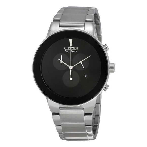 NWT Authentic Citizen Axiom Eco-Drive Chronograph Black Dial Men's Watch - Picture 1 of 3